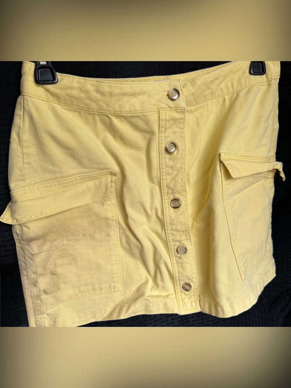 BDG Yellow Button-Front Mini Skirt
